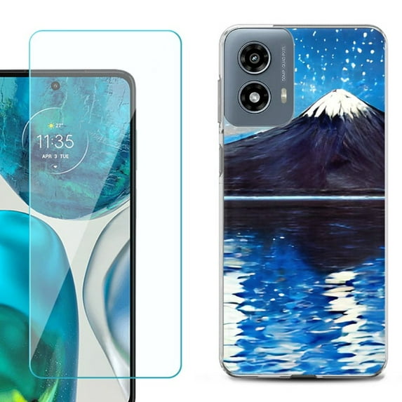 Phone Case for Motorola Moto G 5G 2024, with Tempered Glass Screen Protector, by OneToughShield - Starry Night Fuji
