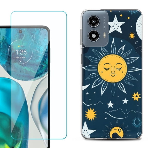Phone Case for Motorola Moto G 5G 2024, with Tempered Glass Screen Protector, by OneToughShield - Sun N Star
