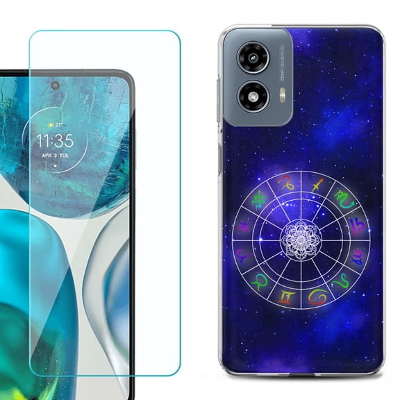 Phone Case for Motorola Moto G 5G 2024, with Tempered Glass Screen Protector, by OneToughShield - Zodiac / Horoscope