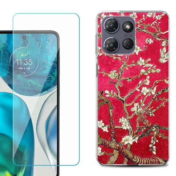 Phone Case for Motorola Moto G 5G 2026, with Screen Protector, by OneToughShield - Almond Blossom Red