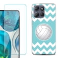 thumbnail image 1 of Phone Case for Motorola Moto G 5G 2026, with Screen Protector, by OneToughShield - Chevron/Volleyball, 1 of 5