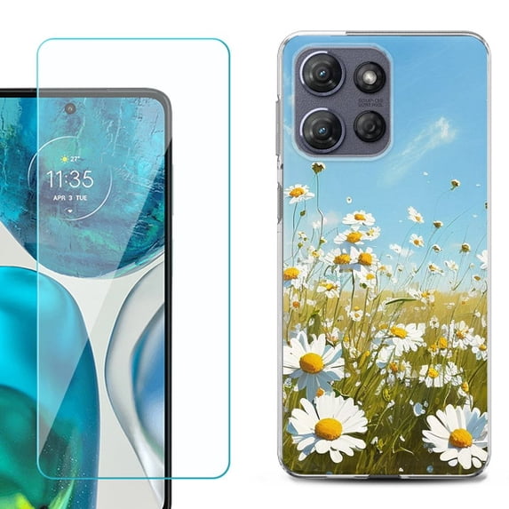Phone Case for Motorola Moto G 5G 2026, with Screen Protector, by OneToughShield - Daisy Field