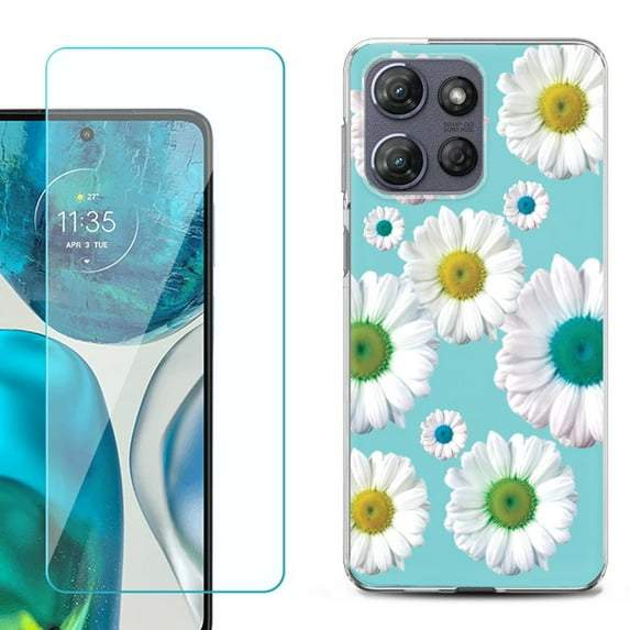 Phone Case for Motorola Moto G 5G 2026, with Screen Protector, by OneToughShield - Daisy/Teal