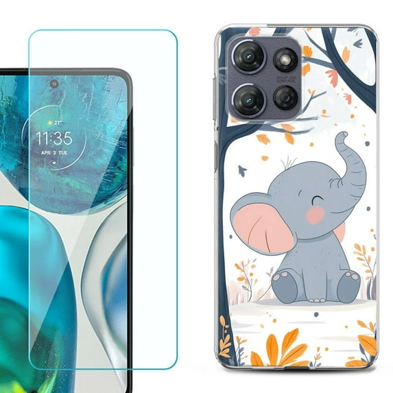 Phone Case for Motorola Moto G 5G 2026, with Screen Protector, by OneToughShield - Elephant Smile