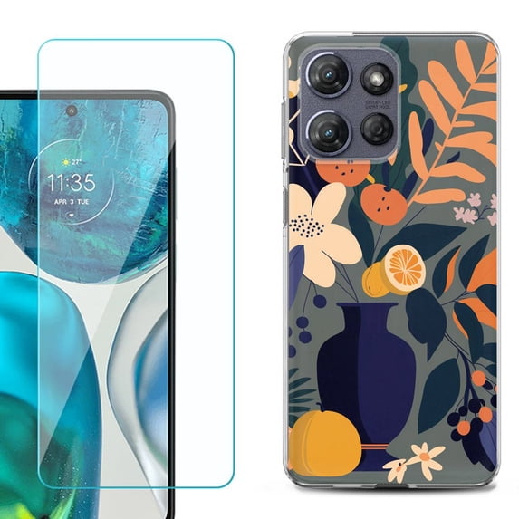 Phone Case for Motorola Moto G 5G 2026, with Screen Protector, by OneToughShield - Flower Art