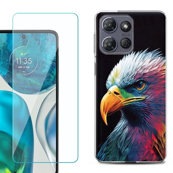 Phone Case for Motorola Moto G 5G 2026, with Screen Protector, by OneToughShield - Geometric Eagle