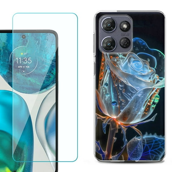Phone Case for Motorola Moto G 5G 2026, with Screen Protector, by OneToughShield - Glowing Rose