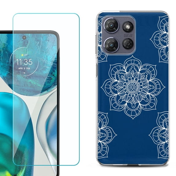 Phone Case for Motorola Moto G 5G 2026, with Screen Protector, by OneToughShield - Mandala / Blue