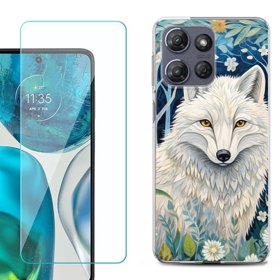 Phone Case for Motorola Moto G 5G 2026, with Screen Protector, by OneToughShield - Playful Wolf
