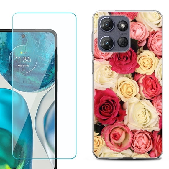 Phone Case for Motorola Moto G 5G 2026, with Screen Protector, by OneToughShield - Rose Bouquet