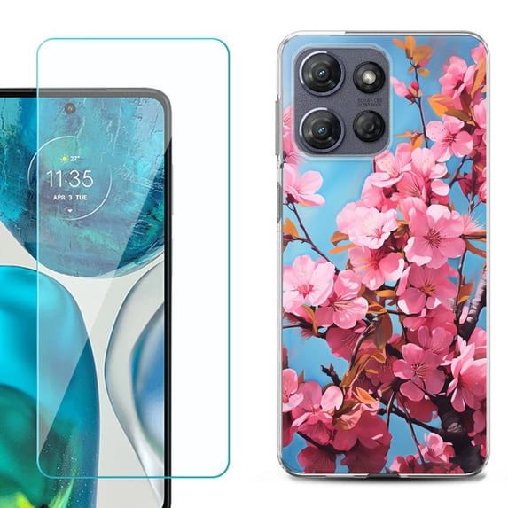 Phone Case for Motorola Moto G 5G 2026, with Screen Protector, by OneToughShield - Spring Blossom