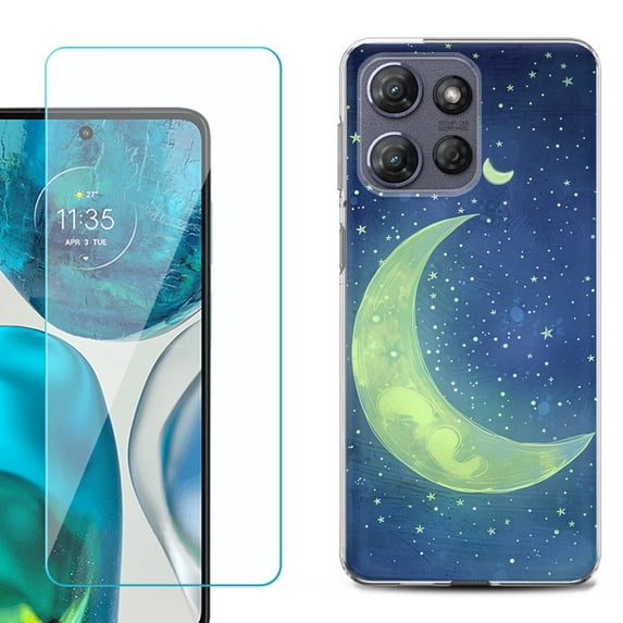 Phone Case for Motorola Moto G 5G 2026, with Screen Protector, by OneToughShield - Whimsical Moon