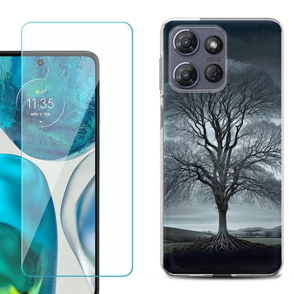 Phone Case for Motorola Moto G 5G 2026, with Screen Protector, by OneToughShield - Winter Tree