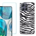 thumbnail image 1 of Phone Case for Motorola Moto G 5G 2026, with Screen Protector, by OneToughShield - Zebra B/W, 1 of 5