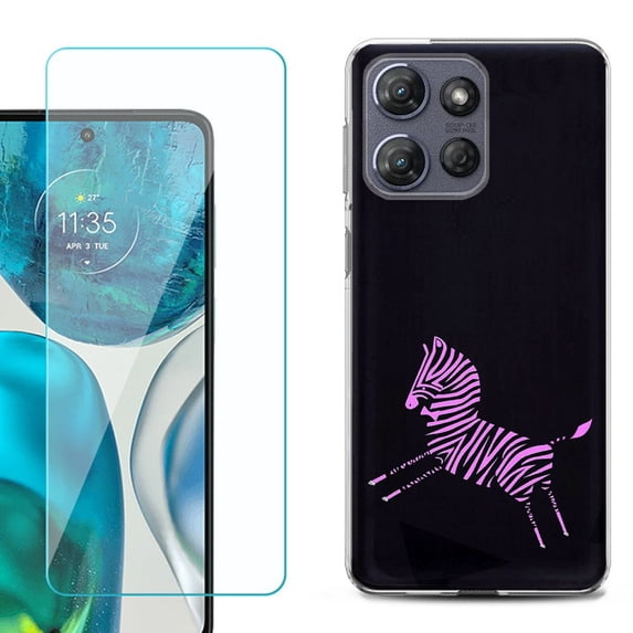 Phone Case for Motorola Moto G 5G 2026, with Screen Protector, by OneToughShield - Zebra Running