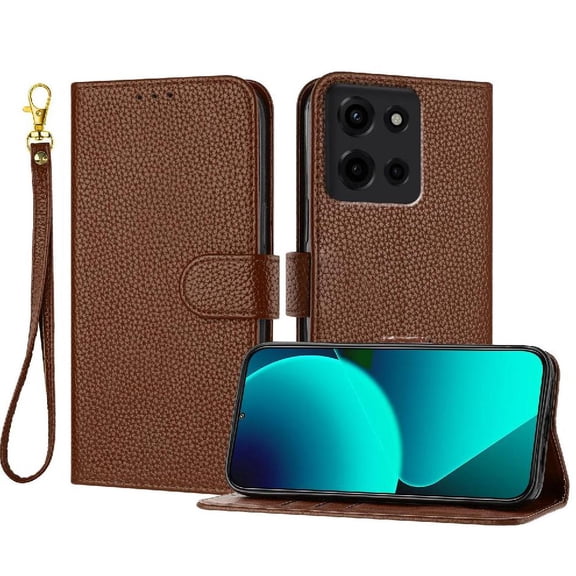 Phone Case for Motorola Moto G 5g 2025 Flip Folio Wallet Card Slots Holder Pu Lether Litchi Pattern