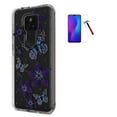 thumbnail image 1 of Phone Case for Motorola Moto G Play (2021)/ Cricket Wireless Moto G Play, Transparent Hybrid Case Cover + Tempered Glass (Purple-Blue Butterfly), 1 of 5