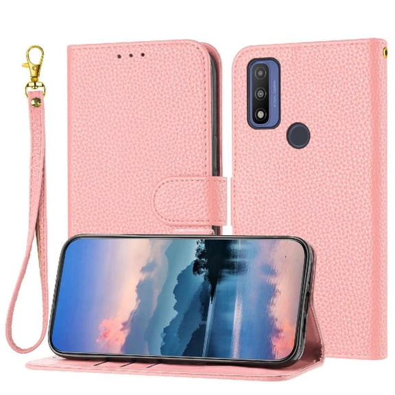 Phone Case for Motorola Moto G Pure Litch Pattern Flip Folio Wallet Card Slots Holder PU Lether