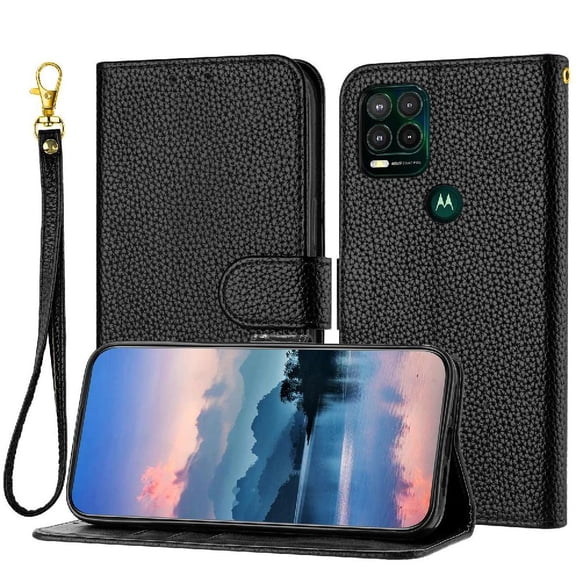 Phone Case for Motorola Moto G Stylus 5G 2021 PU Lether Litch Pattern Flip Folio Card Slots Holder Wallet