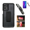 thumbnail image 1 of Phone Case for Motorola Moto G Stylus 5G (2023), Belt Clip Holster with Built-in Kickstand + Tempered Glass (Black), 1 of 9