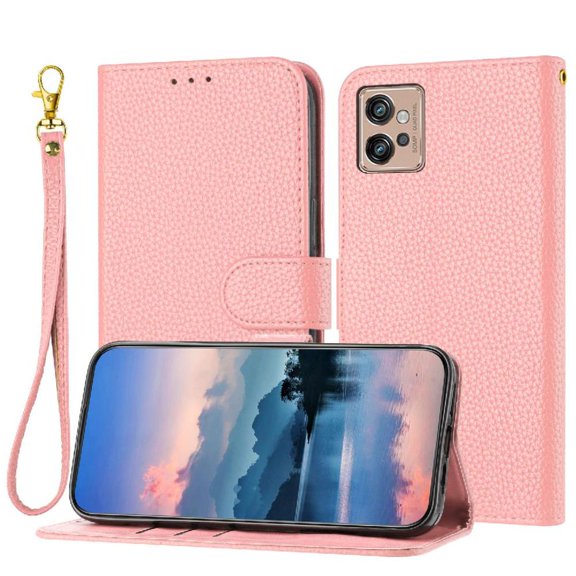 Phone Case for Motorola Moto G32 Wallet PU Lether Flip Folio Litch Pattern Card Slots Holder