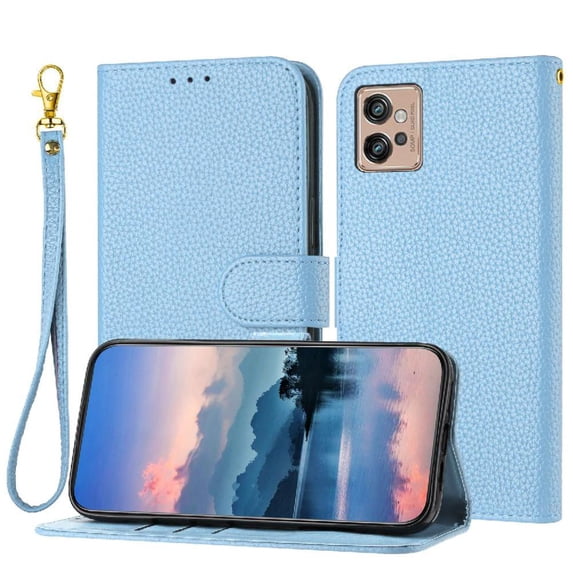 Phone Case for Motorola Moto G32 Wallet PU Lether Flip Folio Litch Pattern Card Slots Holder