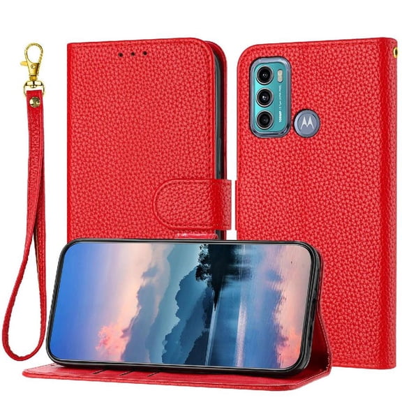 Phone Case for Motorola Moto G60/G40 Fusion Flip Folio Litch Pattern PU Lether Wallet Card Slots Holder