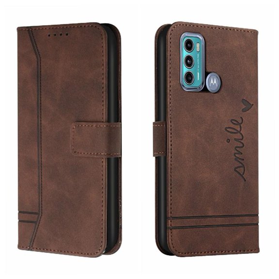 Phone Case for Motorola Moto G60/G40 Magnetic Closure PU Leather Flip Folio Wallet Card Slots Cover Hand Strap