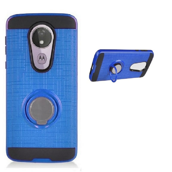 Phone Case for Motorola Moto G7 Power / Moto G7 Supra / Moto G7 Optimo Maxx, Ring Kickstand Hybrid Case Cover (Blue)