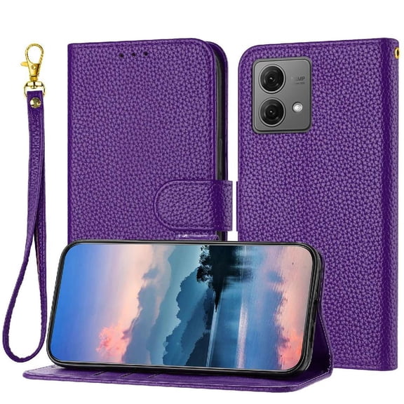 Phone Case for Motorola Moto G84 Litch Pattern Card Slots Holder Flip Folio Wallet PU Lether