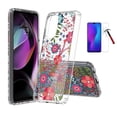 thumbnail image 1 of Phone Case for Motorola Moto g 5G 2022, Design Transparent Hybrid Case Cover with Tempered Glass Screen Protector (Red Flower), 1 of 5