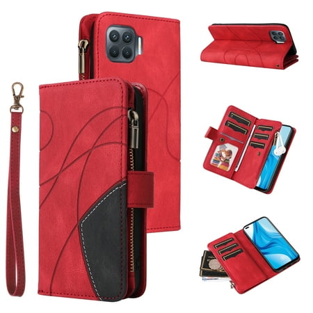 Phone Case for Oppo A93 4G, Zipper Storage Bag 9 Card Slots Shockproof Wallet Cover for Oppo A93 4G