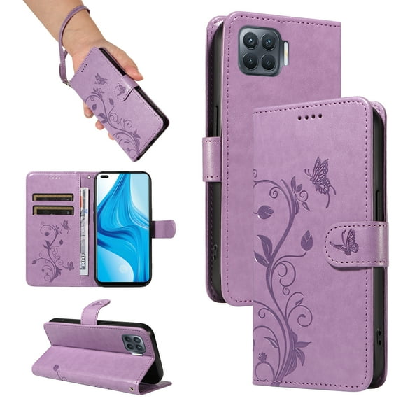 Phone Case for Oppo F17 Pro, PU Leather Card Slots with Kickstand Function Shockproof Wallet Cover for Oppo F17 Pro