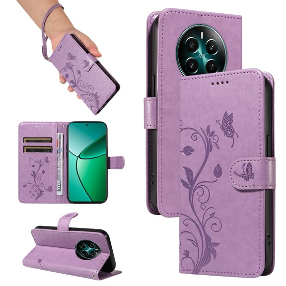 Phone Case for Realme 12 Plus 5G, PU Leather Card Slots with Kickstand Function Shockproof Wallet Cover for Realme 12 Plus 5G