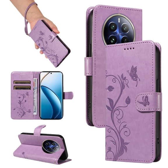 Phone Case for Realme 12 Pro 5G, PU Leather Card Slots with Kickstand Function Shockproof Wallet Cover for Realme 12 Pro 5G