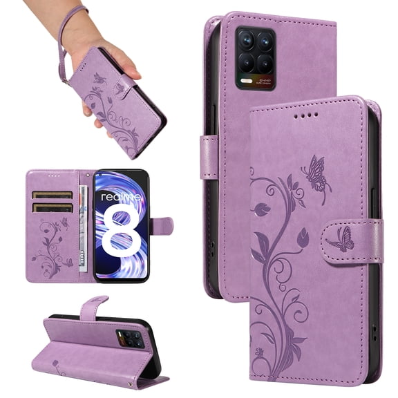 Phone Case for Realme 8 Pro 4G, PU Leather Card Slots with Kickstand Function Shockproof Wallet Cover for Realme 8 Pro 4G