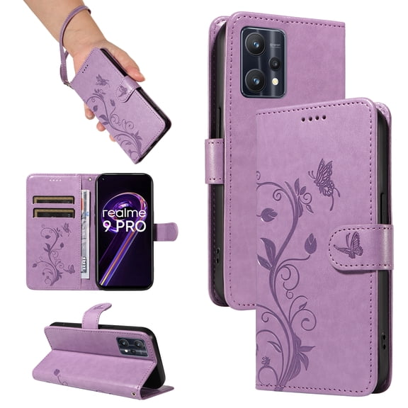 Phone Case for Realme 9 Pro, PU Leather Card Slots with Kickstand Function Shockproof Wallet Cover for Realme 9 Pro