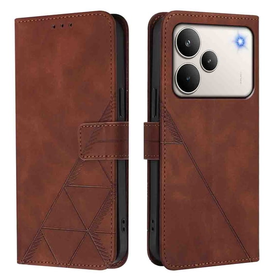 Phone Case for Realme P4 Pro 5G Wallet PU Leather Case with Card Slots Kickstand Shockproof Magnetic Flip Phone Cover, Brown