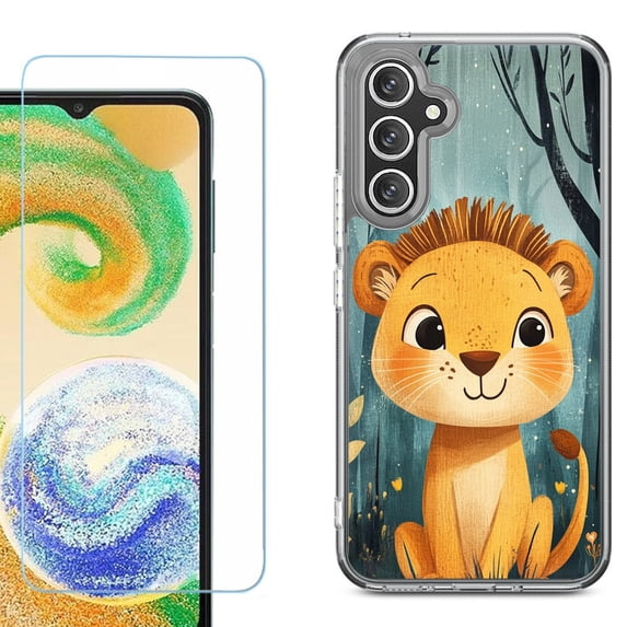 Phone Case for Samsung Galaxy A17 5G, with Screen Protector, by OneToughShield - Curious Lion Cub