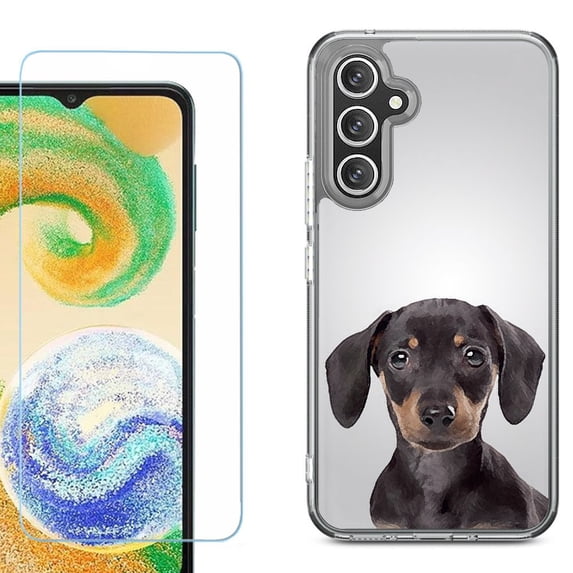 Phone Case for Samsung Galaxy A17 5G, with Screen Protector, by OneToughShield - Dachshund Face