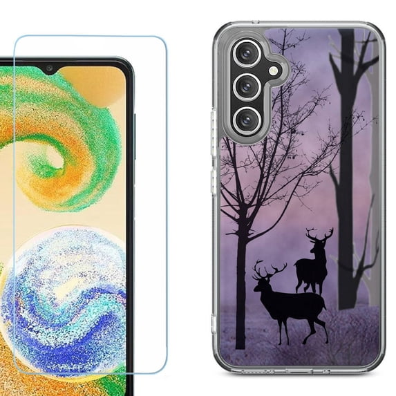 Phone Case for Samsung Galaxy A17 5G, with Screen Protector, by OneToughShield - Forest/Deer/Twilight