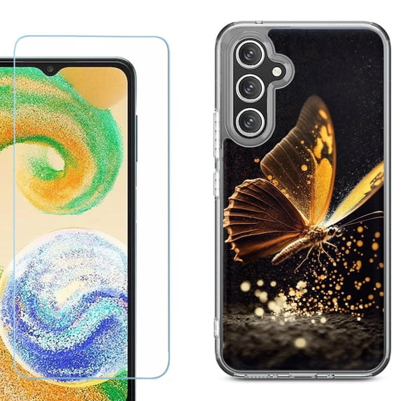 Phone Case for Samsung Galaxy A17 5G, with Screen Protector, by OneToughShield - Golden Butterfly