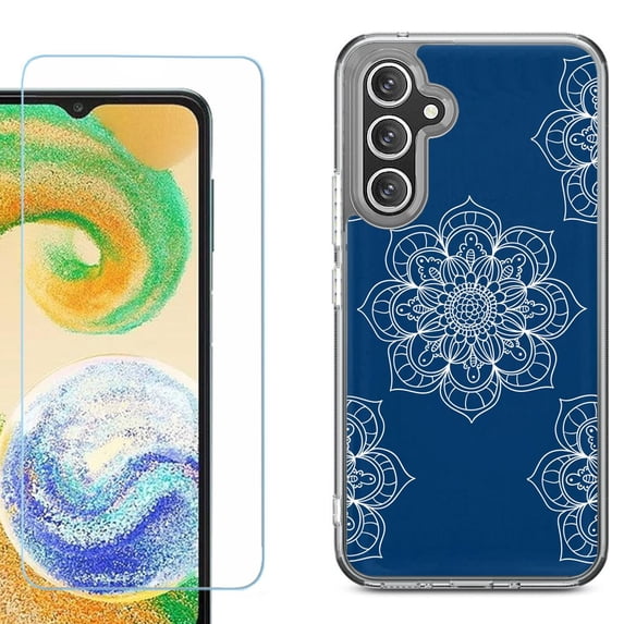 Phone Case for Samsung Galaxy A17 5G, with Screen Protector, by OneToughShield - Mandala / Blue