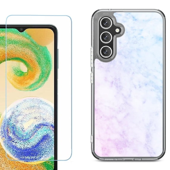 Phone Case for Samsung Galaxy A17 5G, with Screen Protector, by OneToughShield - Marble Pink/Blue