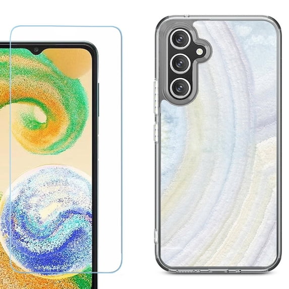 Phone Case for Samsung Galaxy A17 5G, with Screen Protector, by OneToughShield - Marble / Rainbow