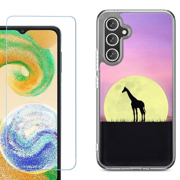 Phone Case for Samsung Galaxy A17 5G, with Screen Protector, by OneToughShield - Moonlight Giraffe