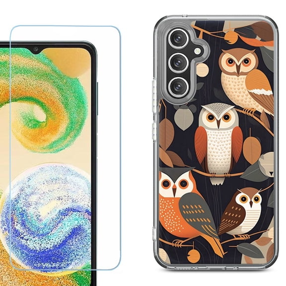 Phone Case for Samsung Galaxy A17 5G, with Screen Protector, by OneToughShield - Owl Mix