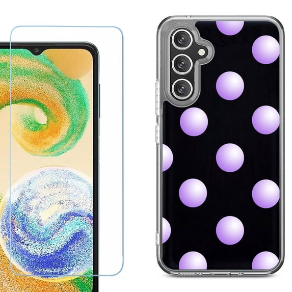 Phone Case for Samsung Galaxy A17 5G, with Screen Protector, by OneToughShield - Polka Dot / Purple