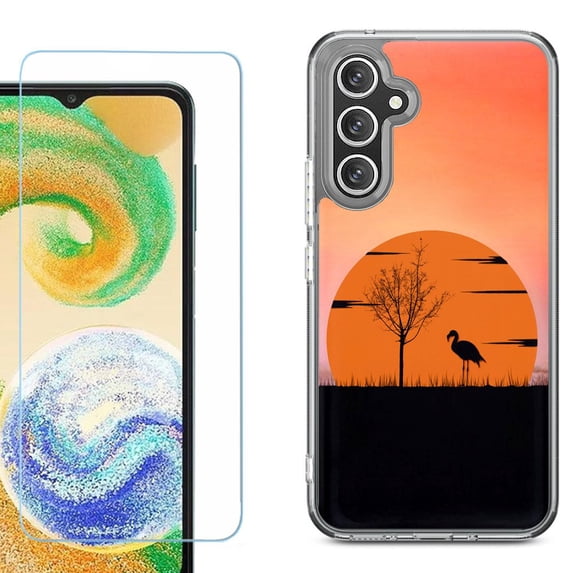 Phone Case for Samsung Galaxy A17 5G, with Screen Protector, by OneToughShield - Sunset Flamingo