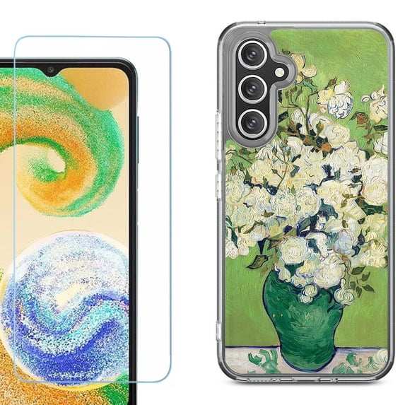 Phone Case for Samsung Galaxy A17 5G, with Screen Protector, by OneToughShield - White Roses